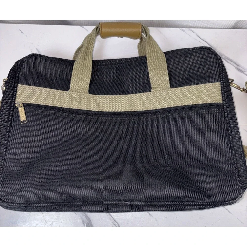 London Fog Black Laptop Briefcase Messenger Bag Expandable Travel
